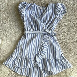 Habitual pin stripe dress with cap sleeves and ruffles, 3T